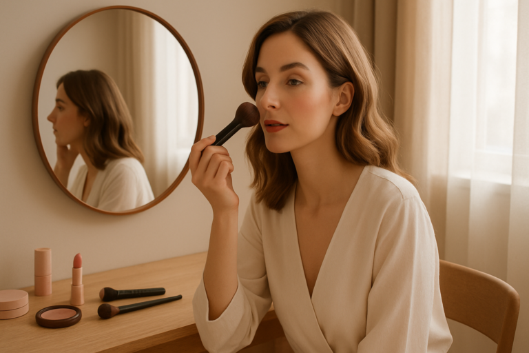 Fresh natural beauty portrait with light glowing everyday makeup
